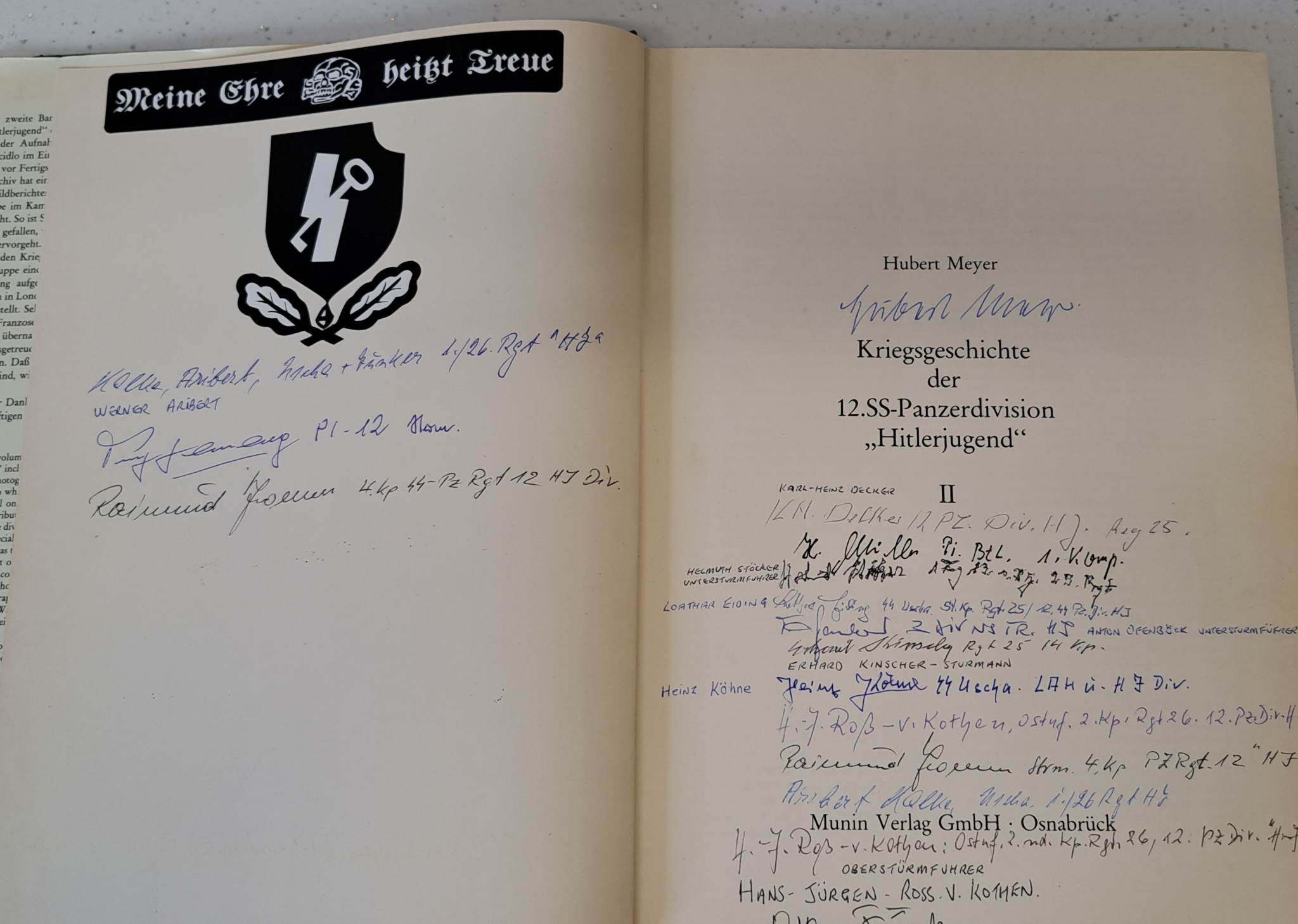 Kriegsgeschichte der 12. SS-Pz.Div. ‘Hitlerjugend’ - Waffen-SS Veteran Multi-signed book