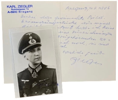 Karl Ziegler: Knight's Cross Holder with the Jäger Regiment 207: Hand Signed Photograph Grouping