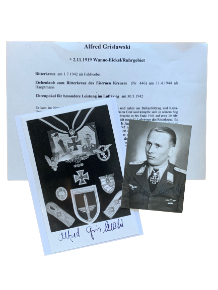 Alfred Grislawski - Knight's Cross holder with JG52. Hand Signed Photo Grouping