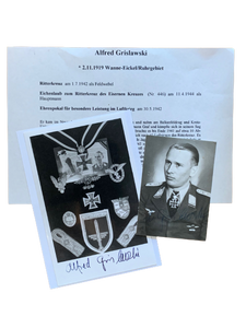 Alfred Grislawski - Knight's Cross holder with JG52. Hand Signed Photo Grouping