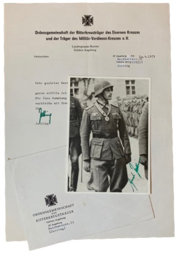 Ernst Jetting: Knight's Cross Holder with the Grenadier  Regiment 29: Hand Signed Photograph Grouping