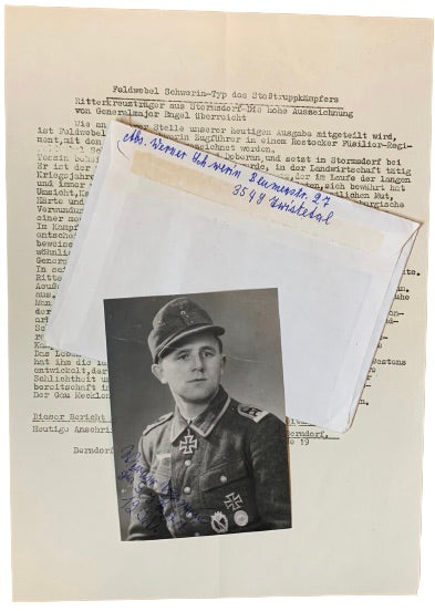 Werner Schwerin: Knight's Cross Holder with the Füsilier-Regiment 27: Hand Signed Photograph Grouping