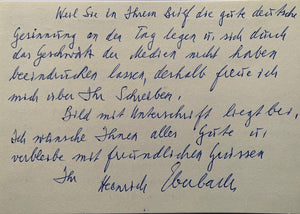 General der Panzertruppen Heinrich Eberbach Hand Written Letter