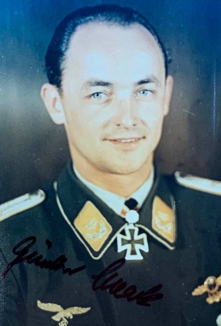 Günther Schack - Oakleaves Holder With JG51 "Mölders". Hand Signed Colour Photo