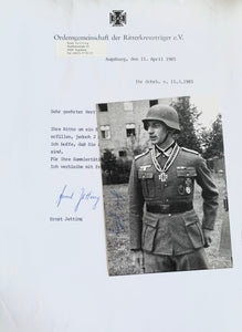 Ernst Jetting: Knight's Cross Holder with the Grenadier  Regiment 29: Hand Signed Photograph Grouping