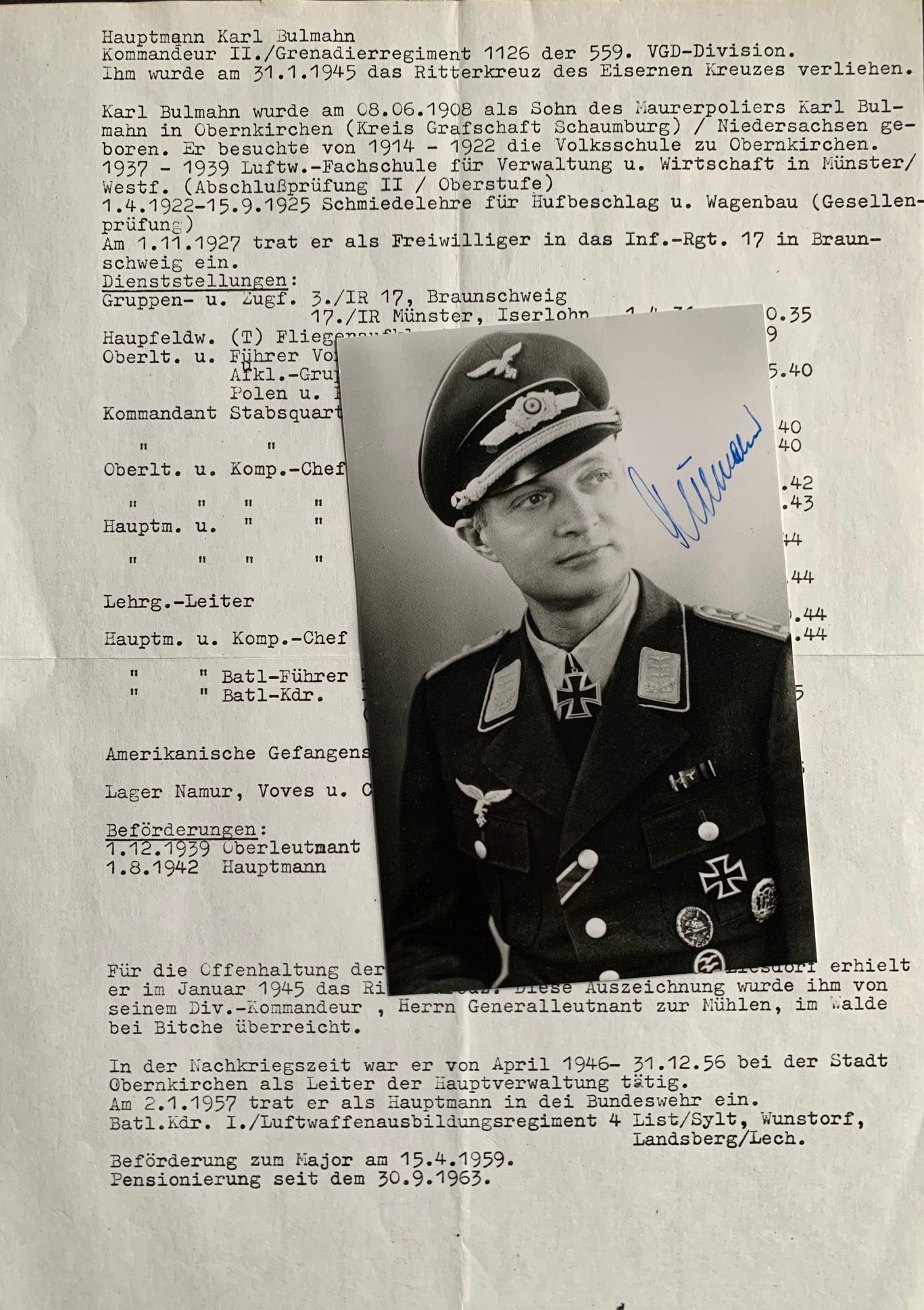 Karl Bulmahn: Knights Cross holder with the 559. Volks-Grenadier-Division. Photo grouping