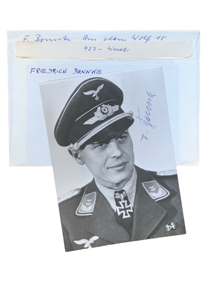 Friedrich Bonnke - Knight's Cross holder with Flak Regiment 42 (mot.). Hand Signed Photo Grouping