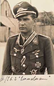 Helmut Fickel - Knight's Cross holder with Schlacht-Geschwader 2 "Immelmann". Hand Signed Photo