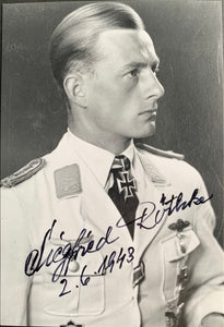 Siegfried Röthke - Knight's Cross Holder with KG4 "General Wever". Hand Signed Photo