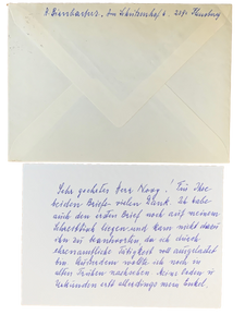 Heinz Birnbacher:  1. Schnellbootsflottille Chief. Hand Written Note & Envelope