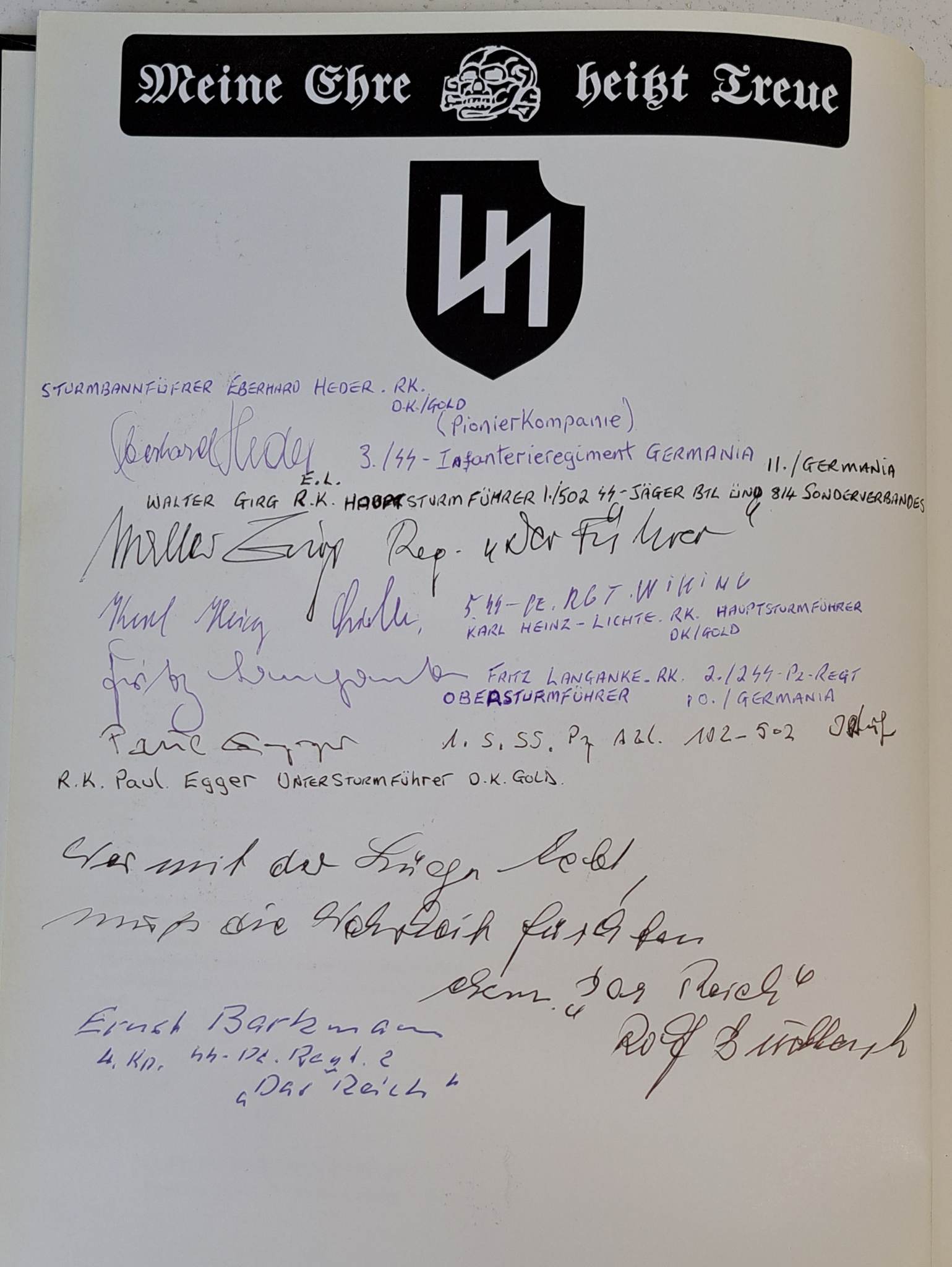 Das Reich im Bild - Waffen-SS Veteran Multi-signed book