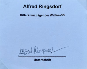 Alfred Ringsdorf: 10. SS-Panzer Division 'Frundsberg'. Hand Signed Signature Card