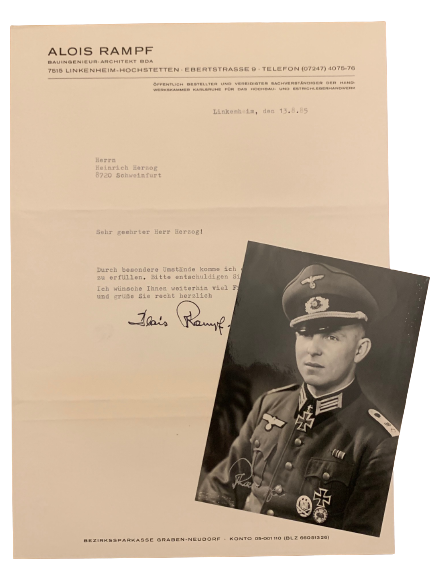 Alois Rampf: Knight's Cross Holder with the Pionier Bataillon 88: Hand Signed Photograph Grouping