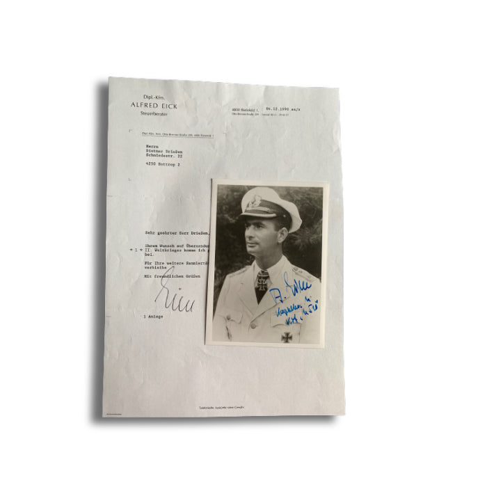 Alfred Eick Alfred Eick: U-510, Knight's Cross holder. Hand Signed Photograph & Hand Signed Letter