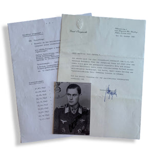 Ernst Orzegowski - Knight's Cross holder with SG10. Hand Signed Photo Letter & Lebenslauf