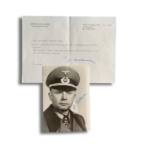 General leutnant Erwin Jollasse Hand Signed Photograph & Letter