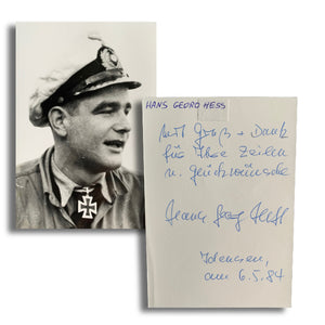 Hans-Georg hess: U-995 Hand Signed Photograph