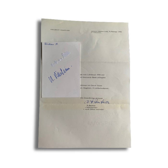 Helmut Bastian: Sprengboot Flotilla Kdr  Hand Signed Photograph and Accompanying Letter