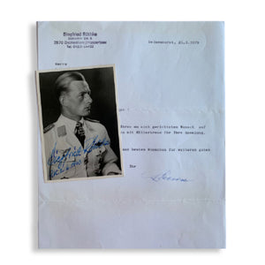 Siegfried Röthke - Knight's Cross Holder with KG4 "General Wever". Hand Signed Photo & Signed Letter